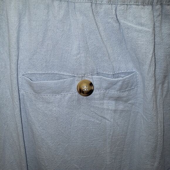 Soft Blue Linen Blend Pants Sz L Relaxed Straight Leg Breezy Cootagecore - Picture 6 of 14